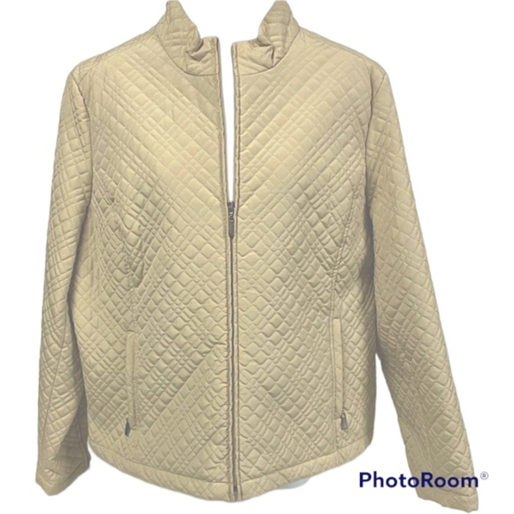 Charter Club Quilted puffer Jacket XL like New Cream zips at Cuffs fully lined